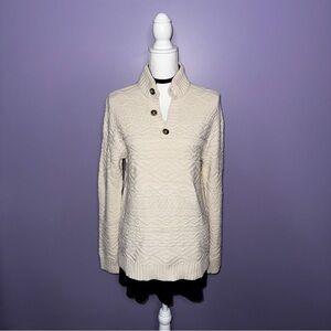 Cat & Jack Cream Cable Knit Sweater with Button Collar